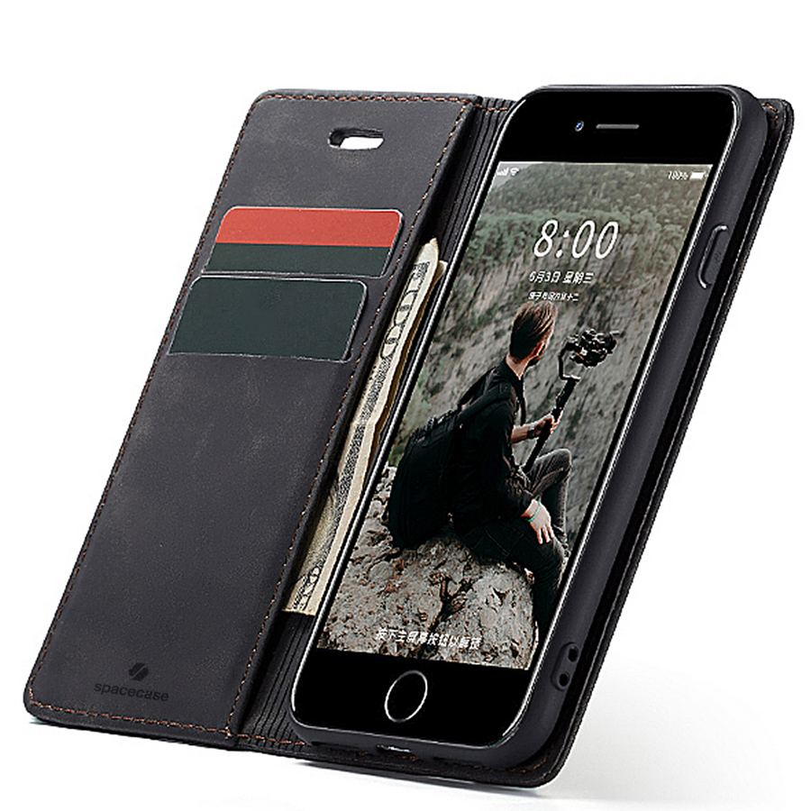 Spacecase piniginės dėklas iPhone 6/6s juodas