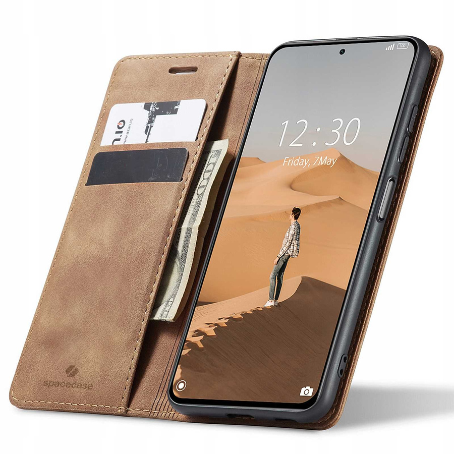 Spacecase piniginės dėklas Poco F3 / Mi 11i šviesiai rudas