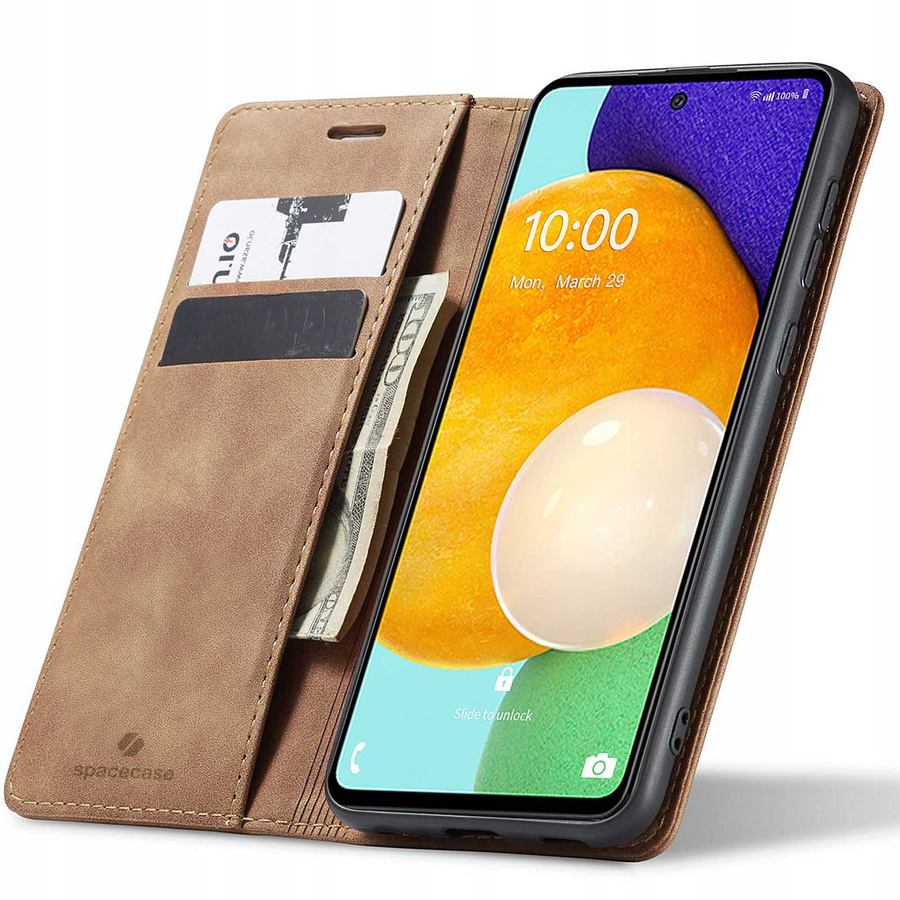 Spacecase piniginės dėklas Galaxy A53 šviesiai rudas