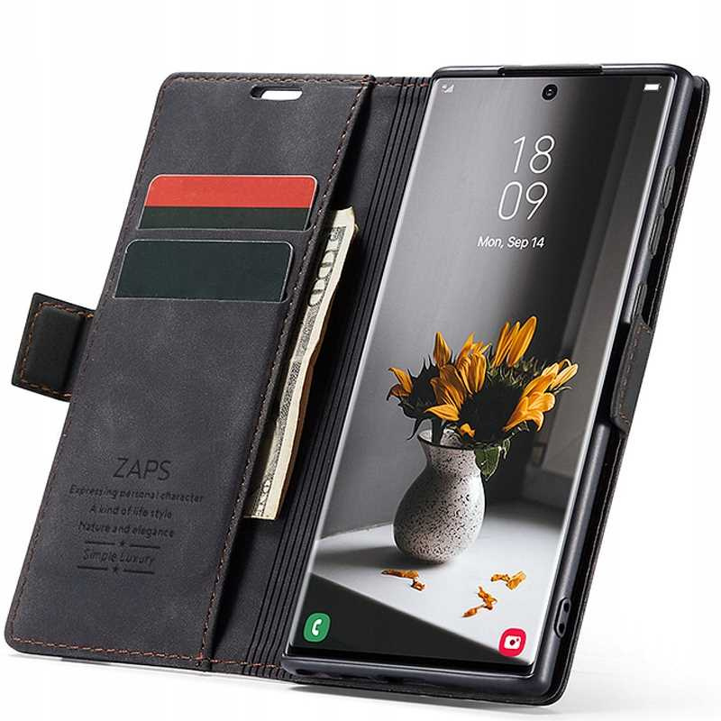 Spacecase piniginės tipo dėklas Galaxy S23 Ultra juodas