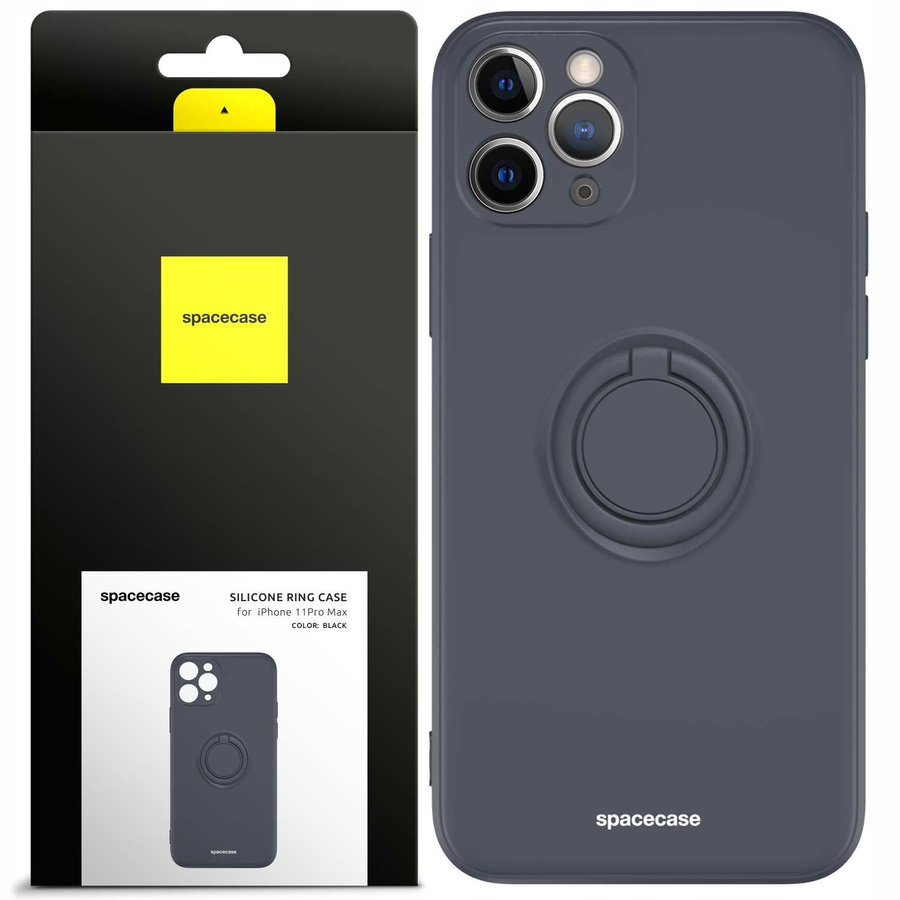 Spacecase Silikoninis dėklas su žiedu iPhone 11 Pro Max juodas