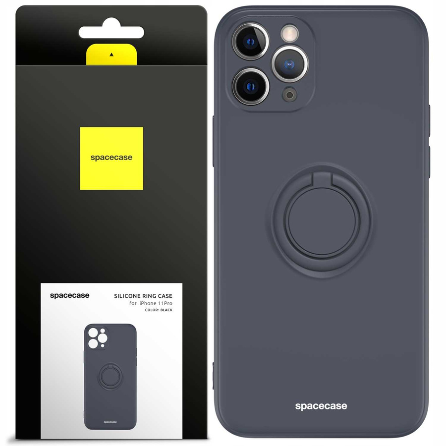 Spacecase Silikoninis dėklas su žiedu iPhone 11 Pro juodas