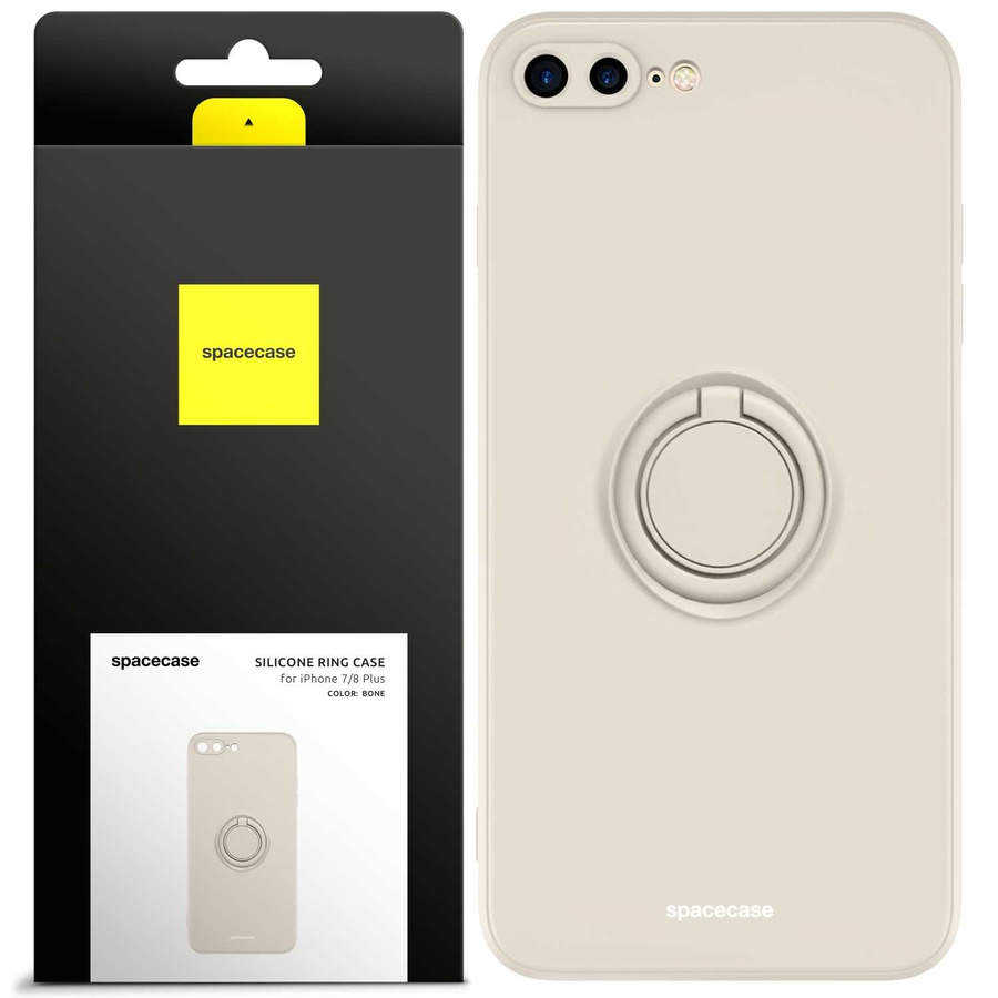 Spacecase Silikoninis dėklas su žiedu iPhone 7/8 Plus kaulo spalvos