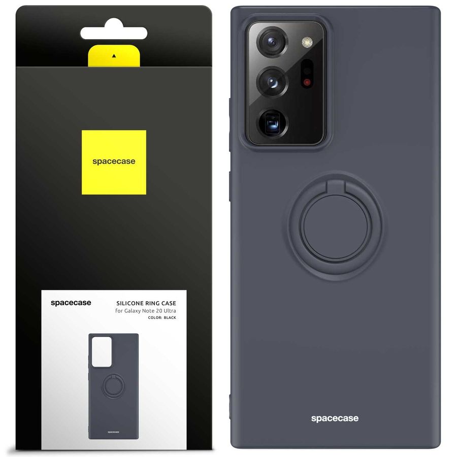 Spacecase Silikoninis dėklas su žiedu Galaxy Note 20 Ultra juodas