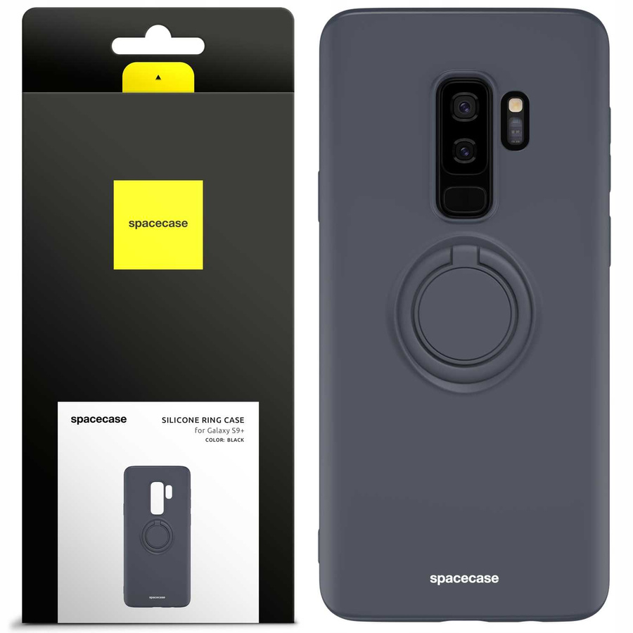 Spacecase Silikoninis dėklas su žiedu Galaxy S9+ juodas