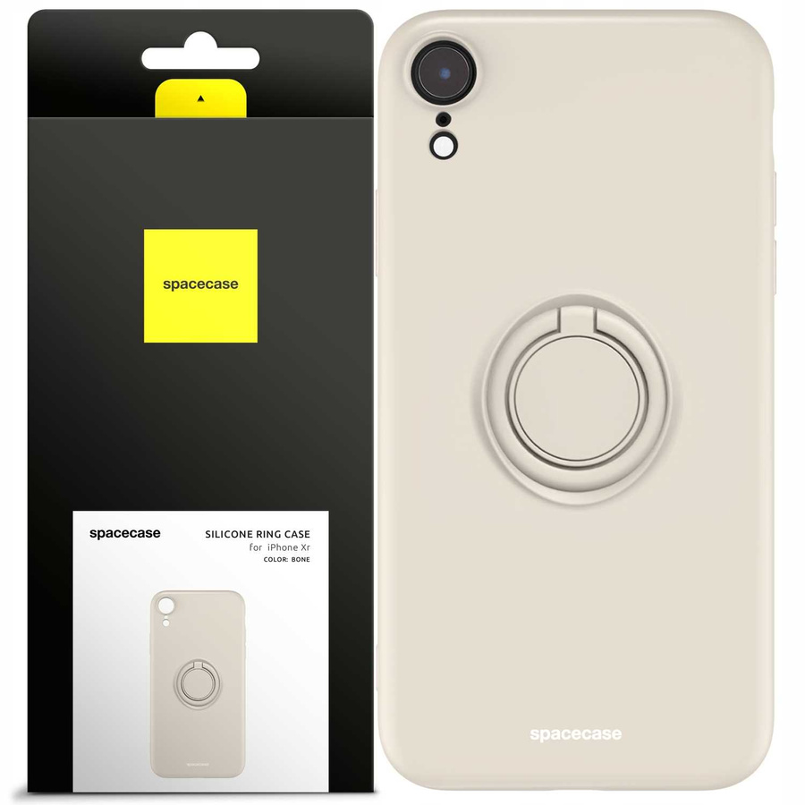 Spacecase Silikoninis dėklas su žiedu iPhone Xr kaulo spalvos