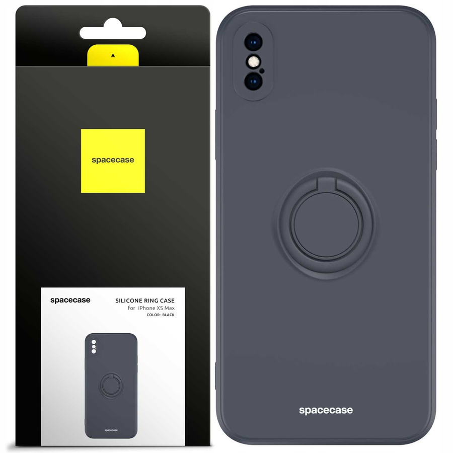 Spacecase Silikoninis dėklas su žiedu iPhone XS Max juodas
