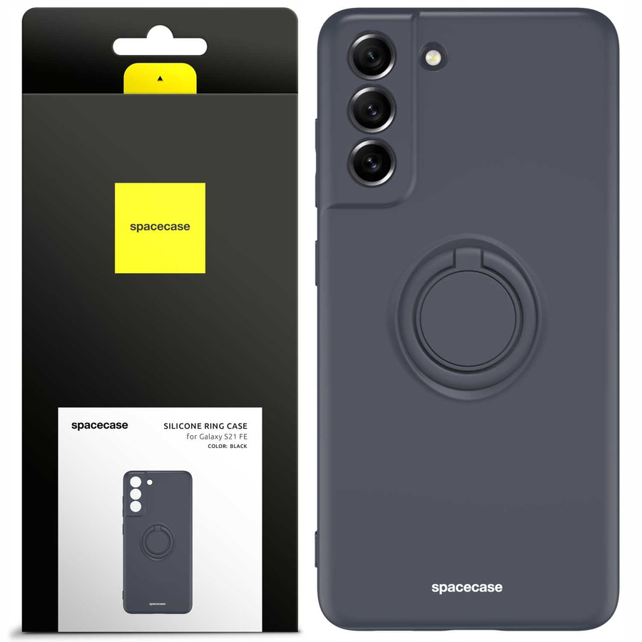 Spacecase Silikoninis dėklas su žiedu Galaxy S21 FE juodas