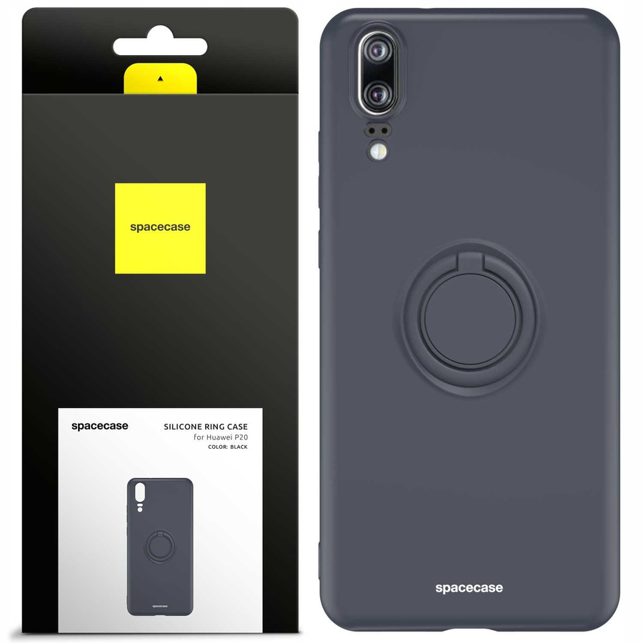 Spacecase Silikoninis dėklas su žiedu Huawei P20 juodas