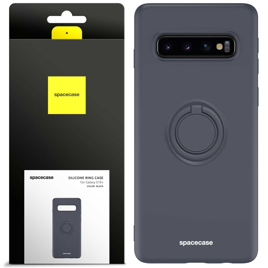 Spacecase Silikoninis dėklas su žiedu Galaxy S10+ juodas