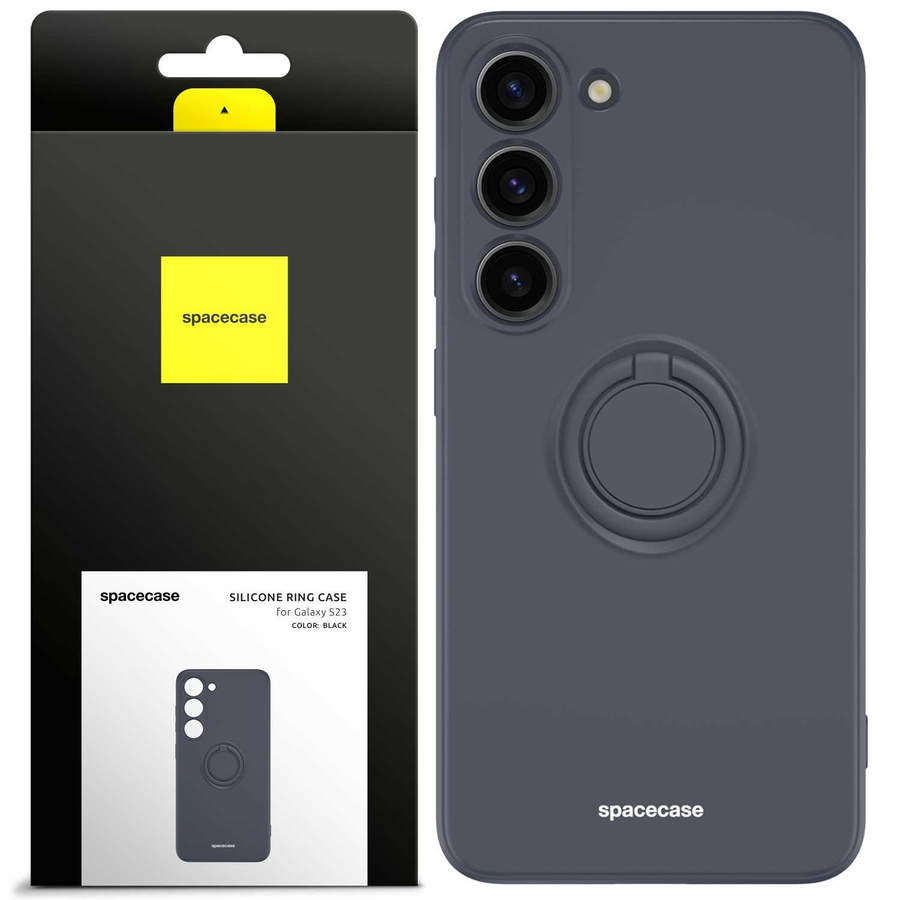 Spacecase Silikoninis dėklas su žiedu Galaxy S23 juodas