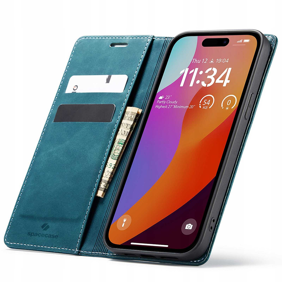 Spacecase Dėklas-piniginė iPhone 15 Pro max mėlynas
