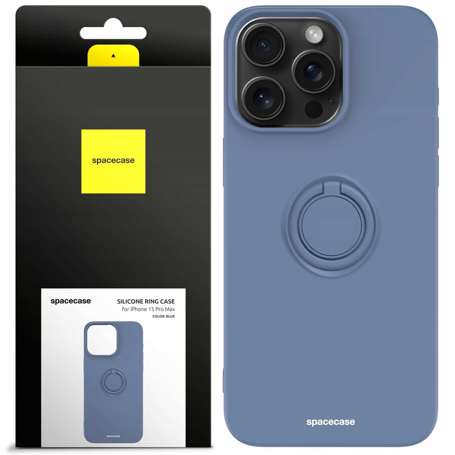 Spacecase Silikoninis dėklas su žiedu iPhone 15 Pro Max mėlynas