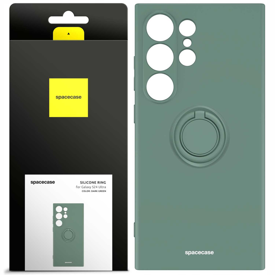 Spacecase Dėklas Silicone Ring Galaxy S24 Ultra tamsiai žalias