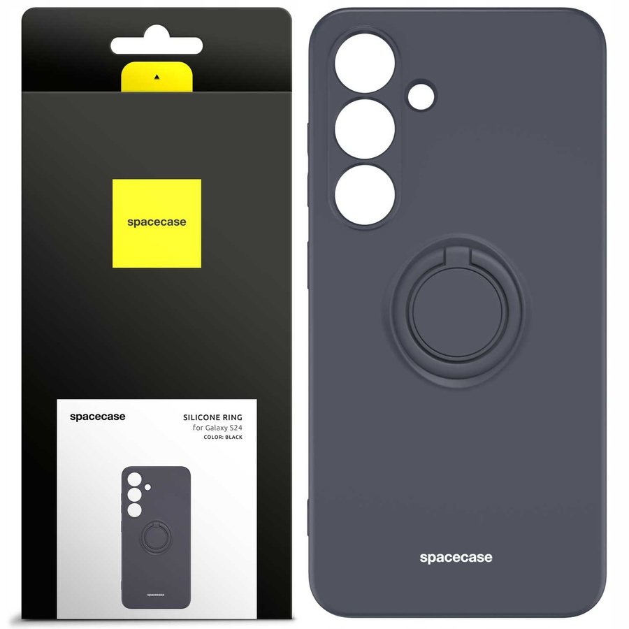 Spacecase Dėklas Silicone Ring Galaxy S24 juodas