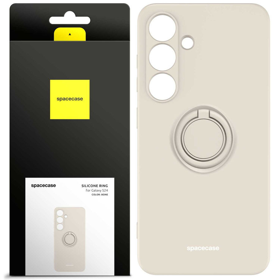 Spacecase Dėklas Silicone Ring Galaxy S24 kaulinis