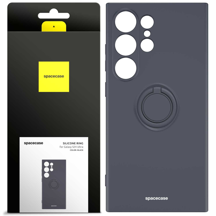 Spacecase Dėklas Silicone Ring Galaxy S24 Ultra juodas