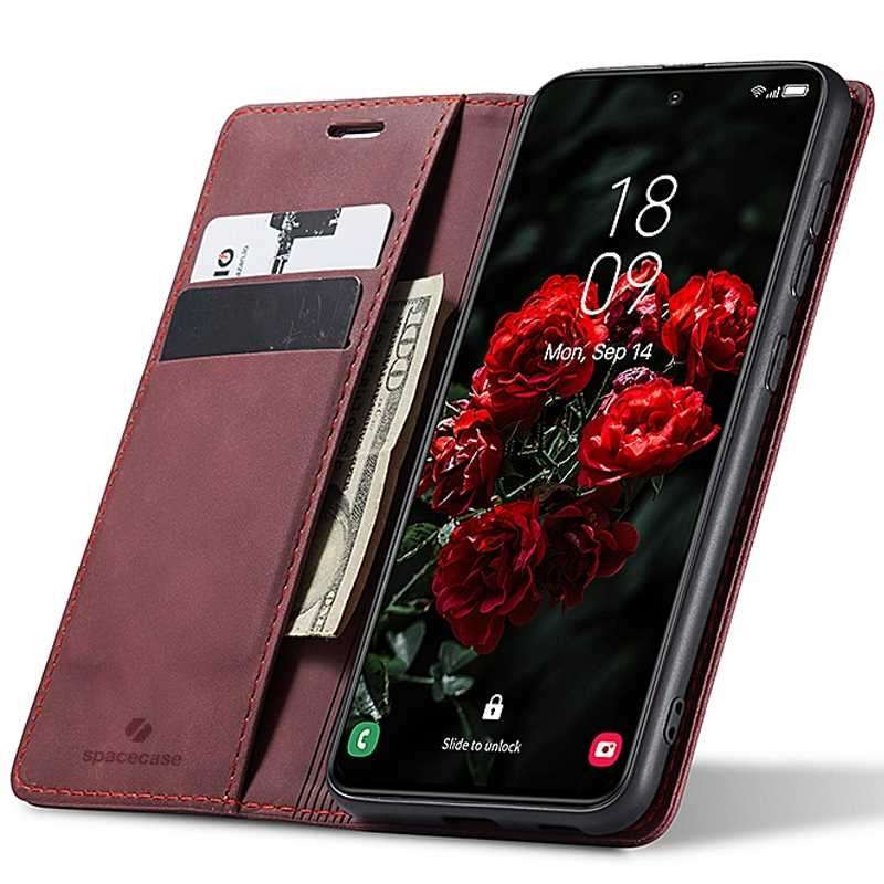 Spacecase Dėklas Wallet Galaxy S24 raudonas