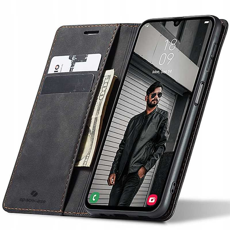 Spacecase Dėklas Wallet Galaxy A35 5G juodas