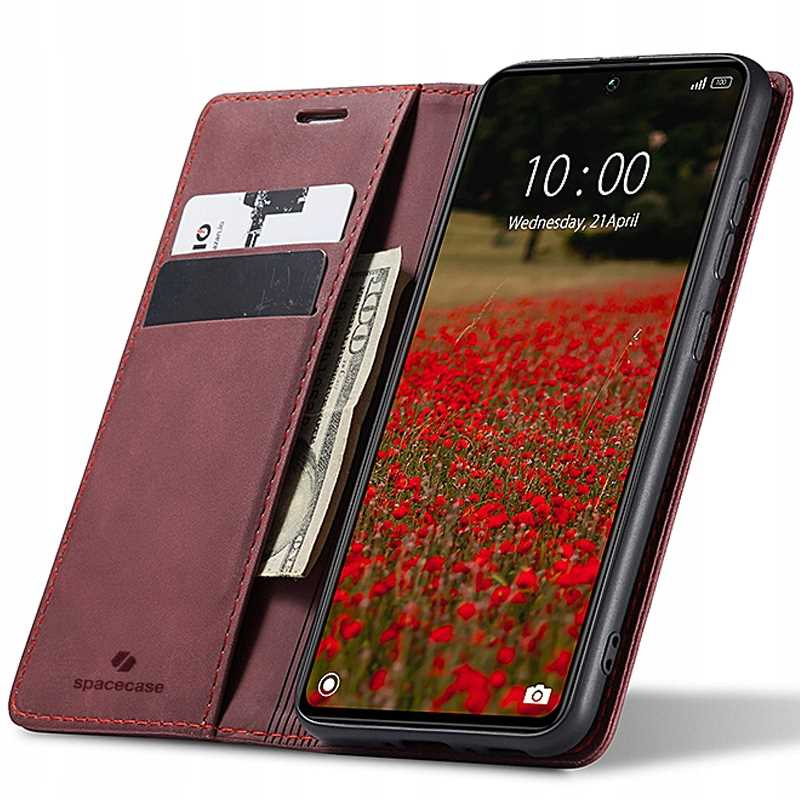 Spacecase Dėklas Wallet Poco X6 / RM Note 13 Pro 5G raudonas