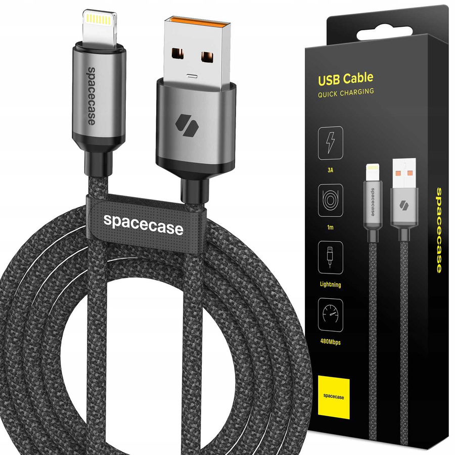 Spacecase Laidas USB to Lightning Cable 1M 3A CL04