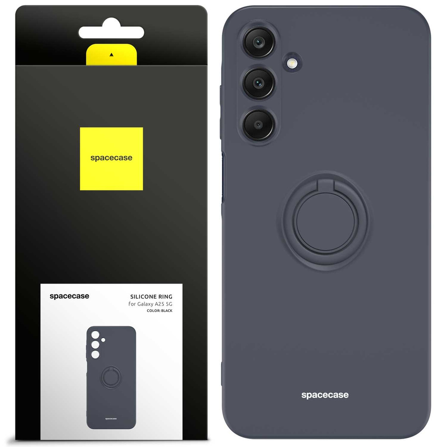 Spacecase Dėklas Silicone Ring Galaxy A25 5G juodas