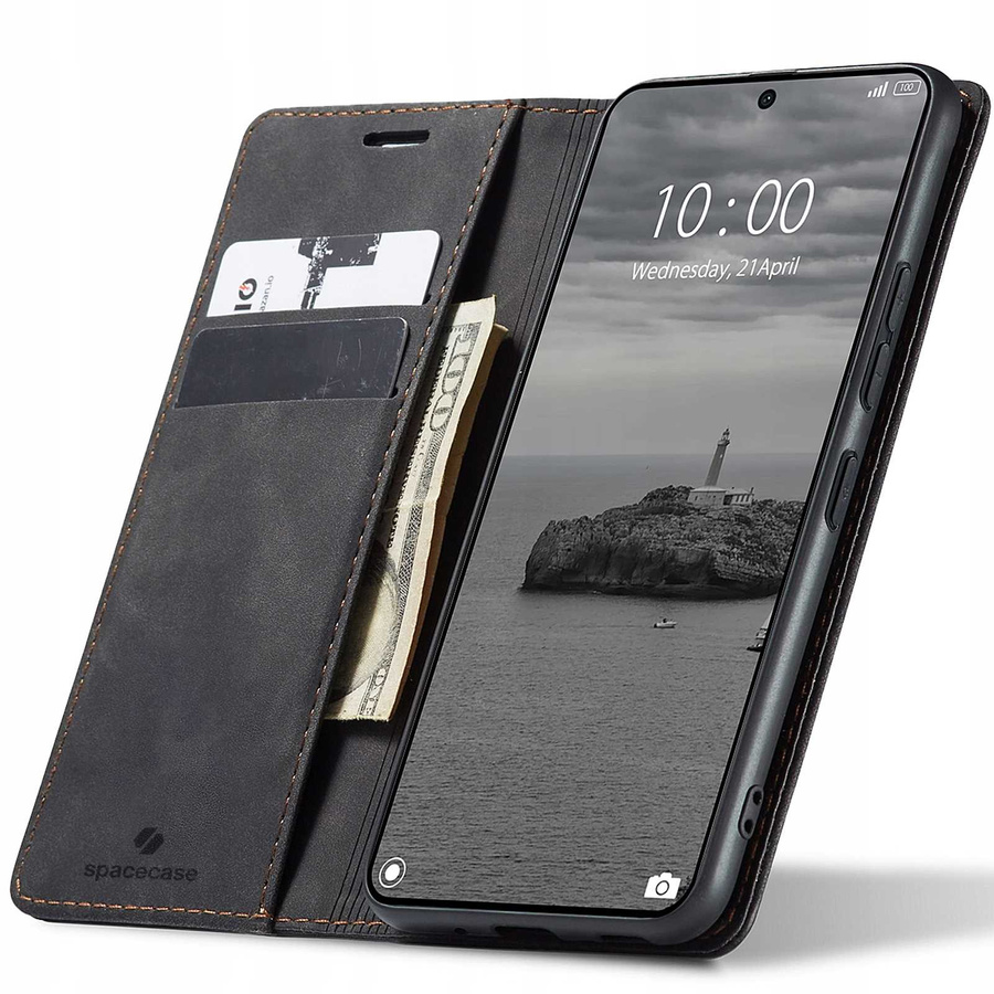 Spacecase Dėklas Wallet Poco F6 Pro juodas