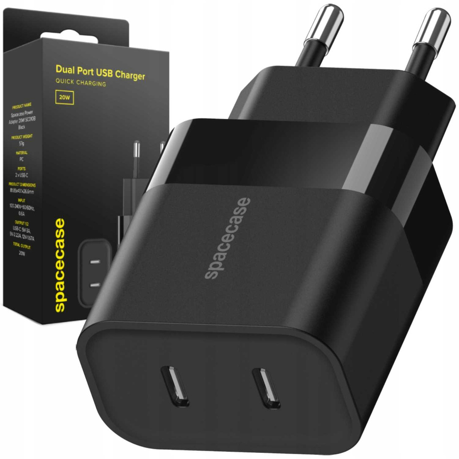 Spacecase USB įkroviklis Charger 20W SC010B juodas