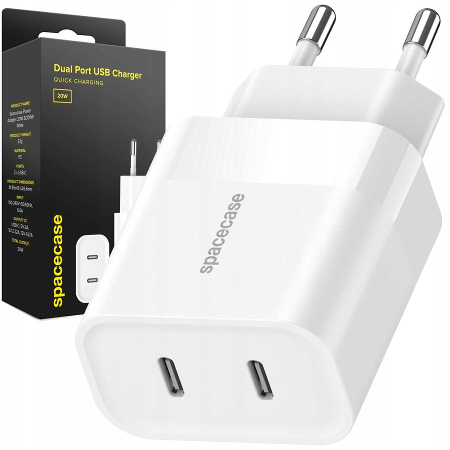 Spacecase USB įkroviklis Charger 20W SC011W baltas
