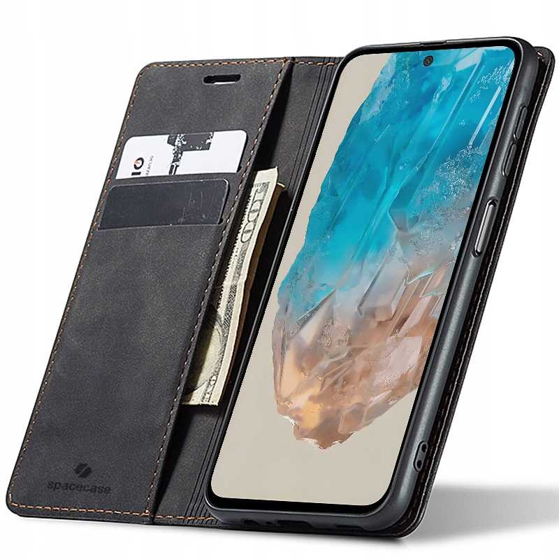 Spacecase Dėklas Wallet Galaxy M35 5G juodas