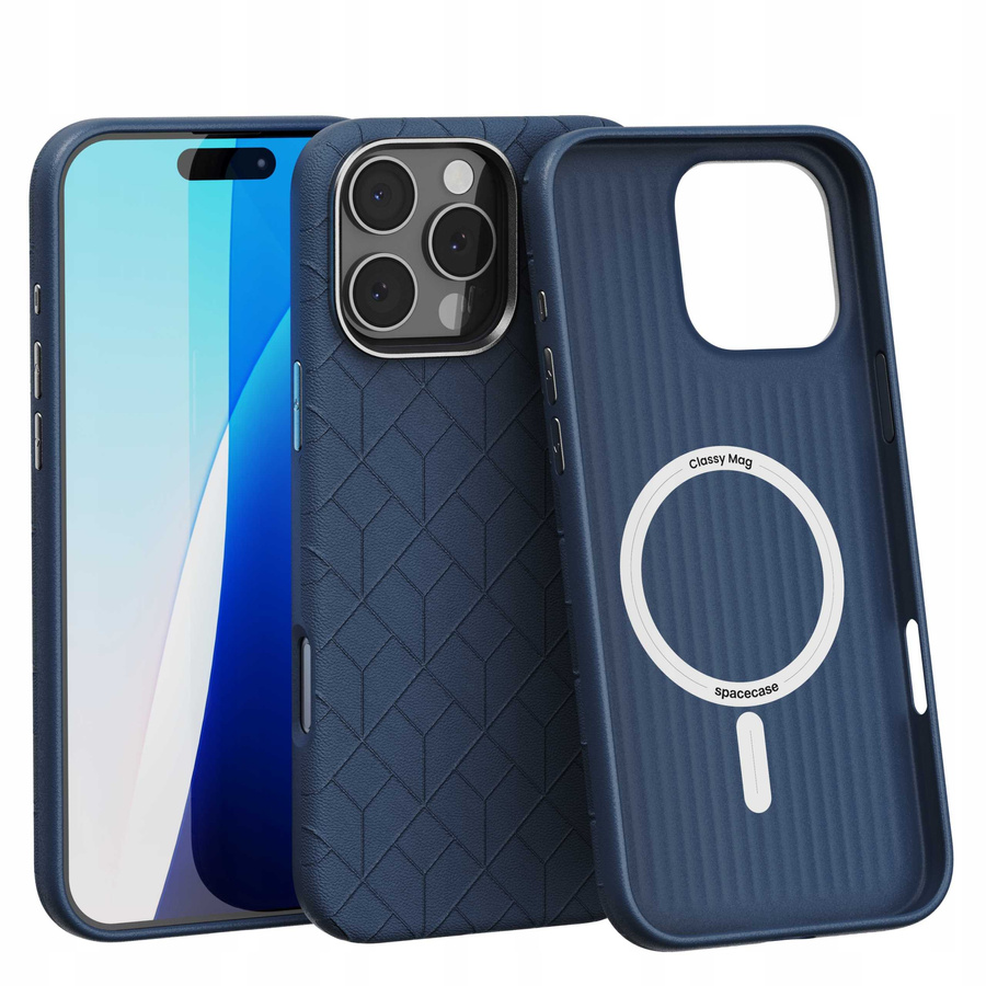 Spacecase Dėklas Classy Mag iPhone 16 Pro Max tamsiai mėlynas