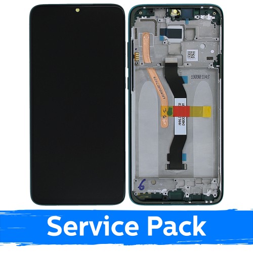 Ekranas skirtas Xiaomi Redmi Note 8 Pro su rėmeliu / Green / (Service Pack)