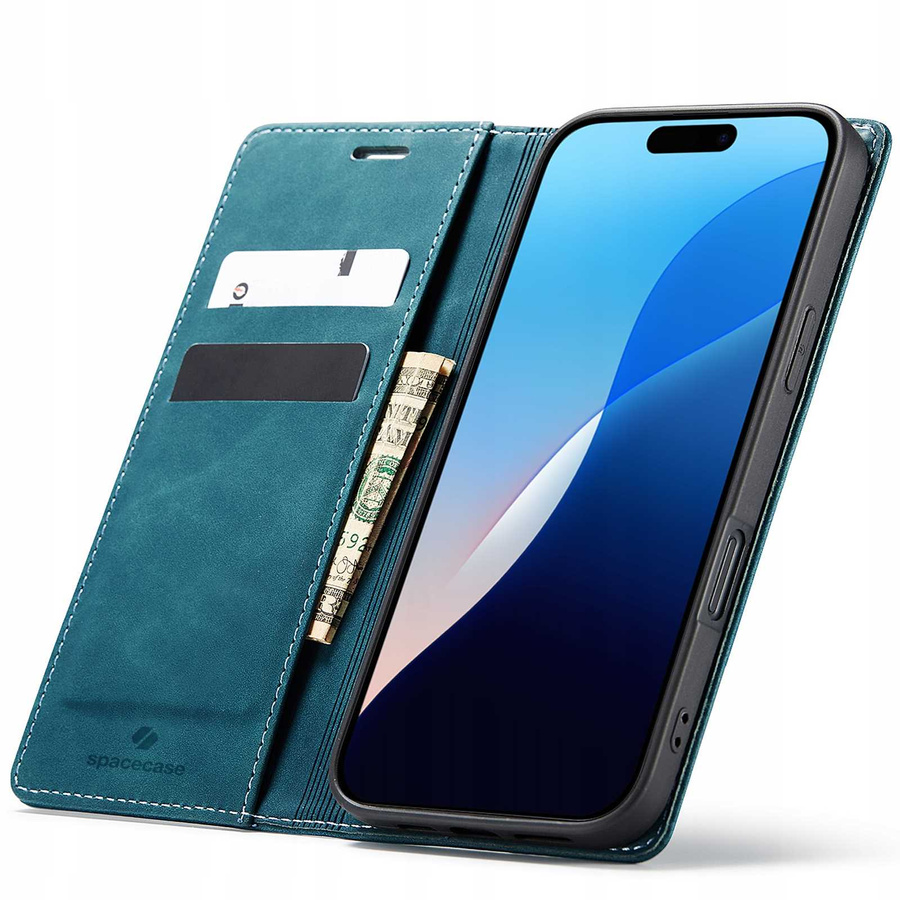 Spacecase Dėklas Wallet iPhone 16 Pro mėlynas