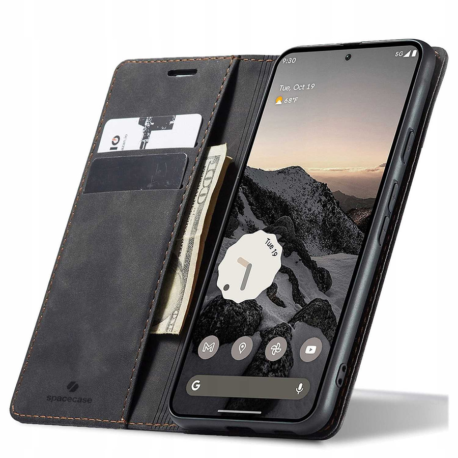 Spacecase Dėklas Wallet Google Pixel 9A juodas