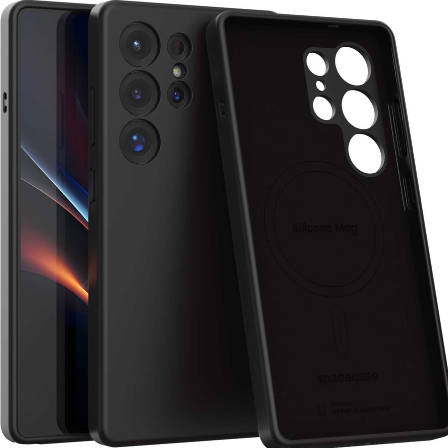 Spacecase Silikoninis Mag dėklas Galaxy S25 Ultra juodas