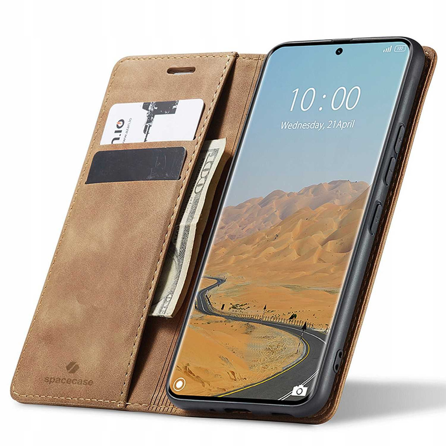 Spacecase Dėklas-piniginė Poco X7/RM Note 14 Pro/Pro+ 5G rudas