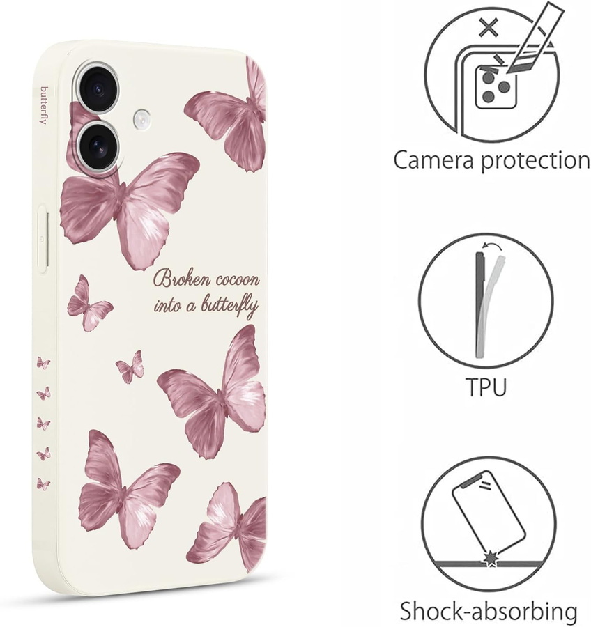 Pnakqil Iphone 17 Air dėklas Butterflies baltas