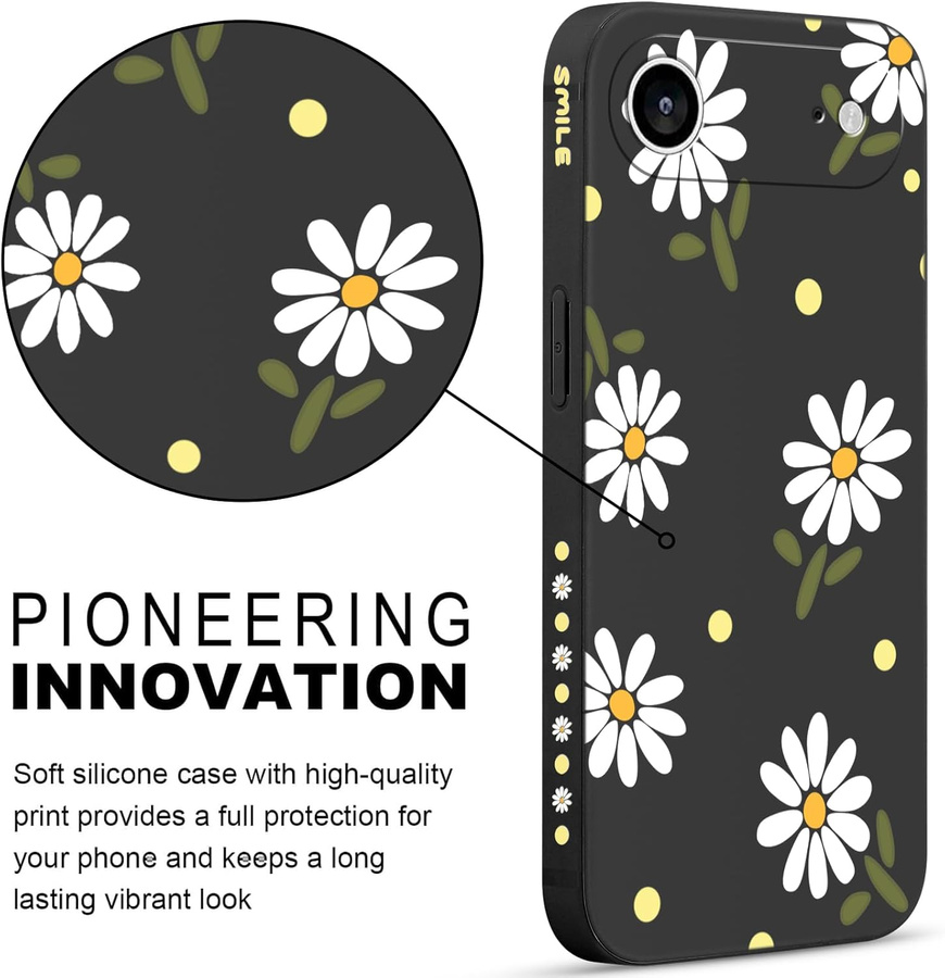 Pnakqil Iphone 17 Air dėklas Daisies juodas
