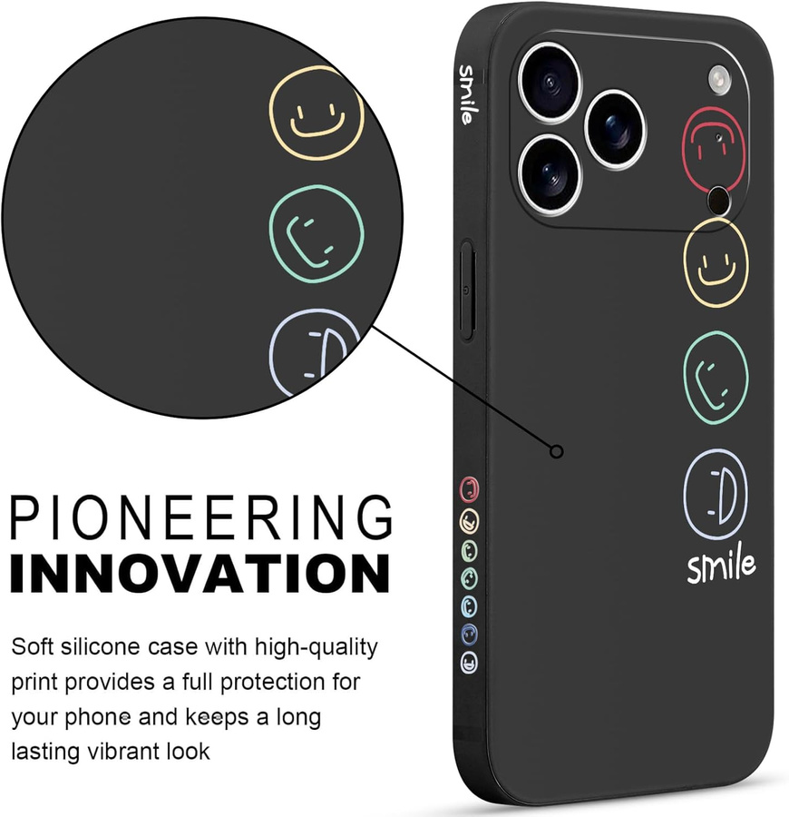 Pnakqil Iphone 17 dėklas Smiles juodas