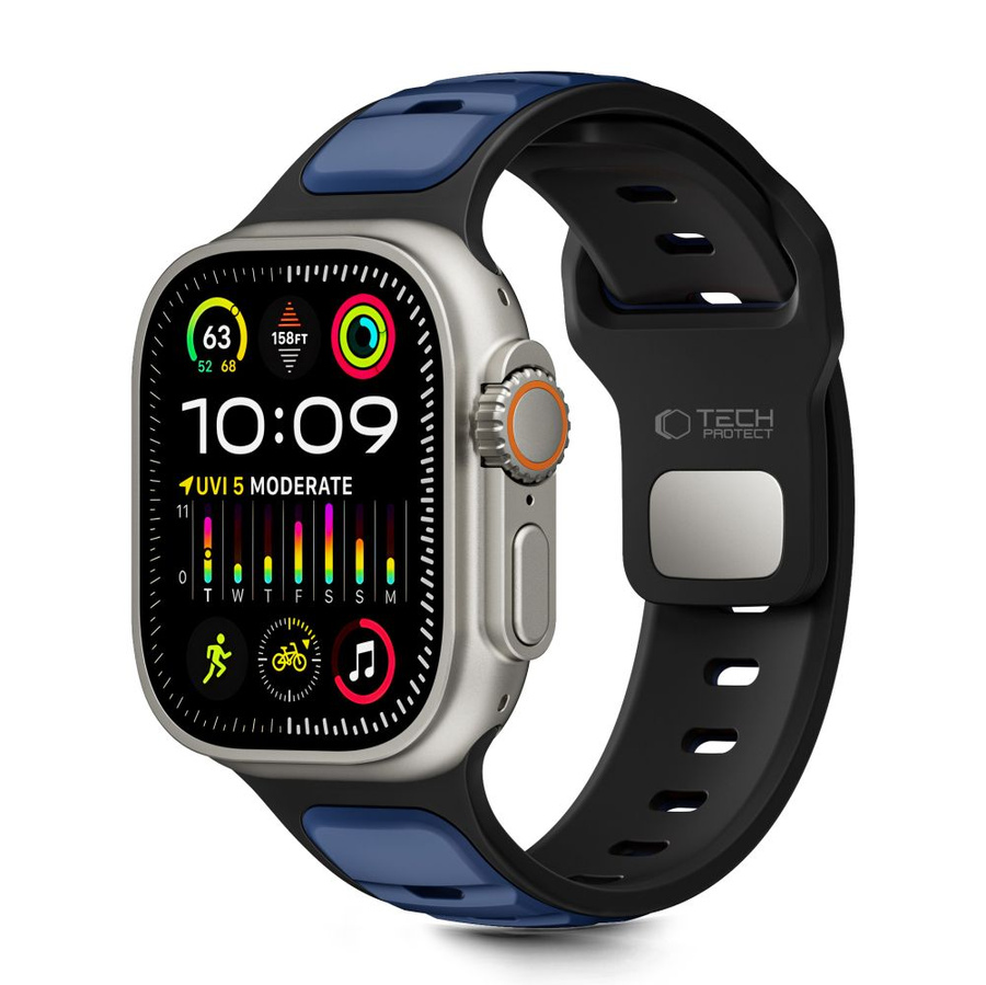 TECH-PROTECT ICONBAND LINE APPLE WATCH 8 / 9 / 10 / 11 / SE / ULTRA (44 / 45 / 46 / 49 MM) juodas/tamsiai mėlynas
