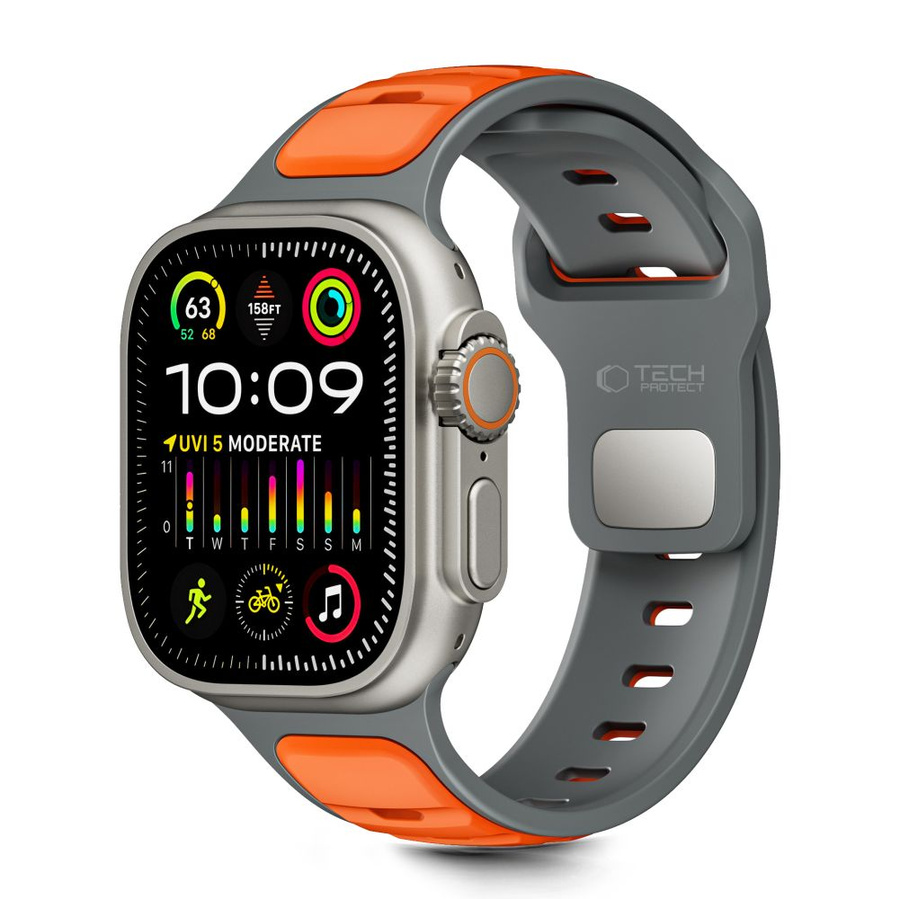 TECH-PROTECT ICONBAND LINE APPLE WATCH 8 / 9 / 10 / 11 / SE / ULTRA (44 / 45 / 46 / 49 MM) pilkas/oranžinis