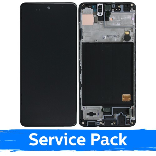 Ekranas skirtas Samsung A515 A51 juodas su rėmeliu (Service Pack)