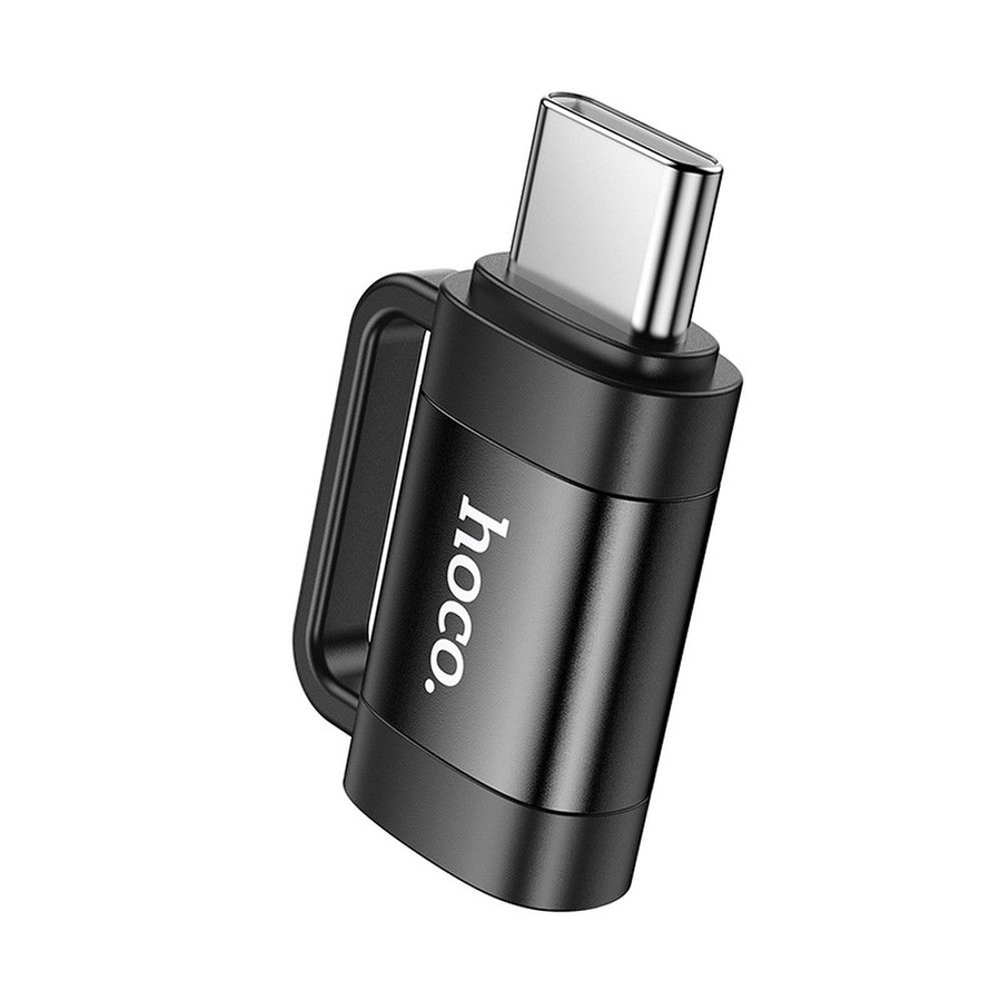 Adapteris Hoco (UA31E) iš USB-C į Lightning (OTG) juodas