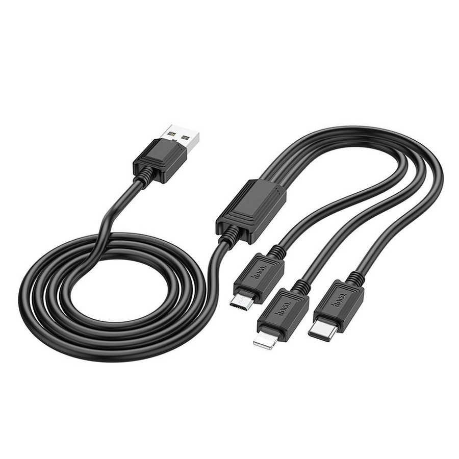 Laidas 3in1 USB A į Lightning / Micro USB / USB C Hoco 2A X74 1 m juodas