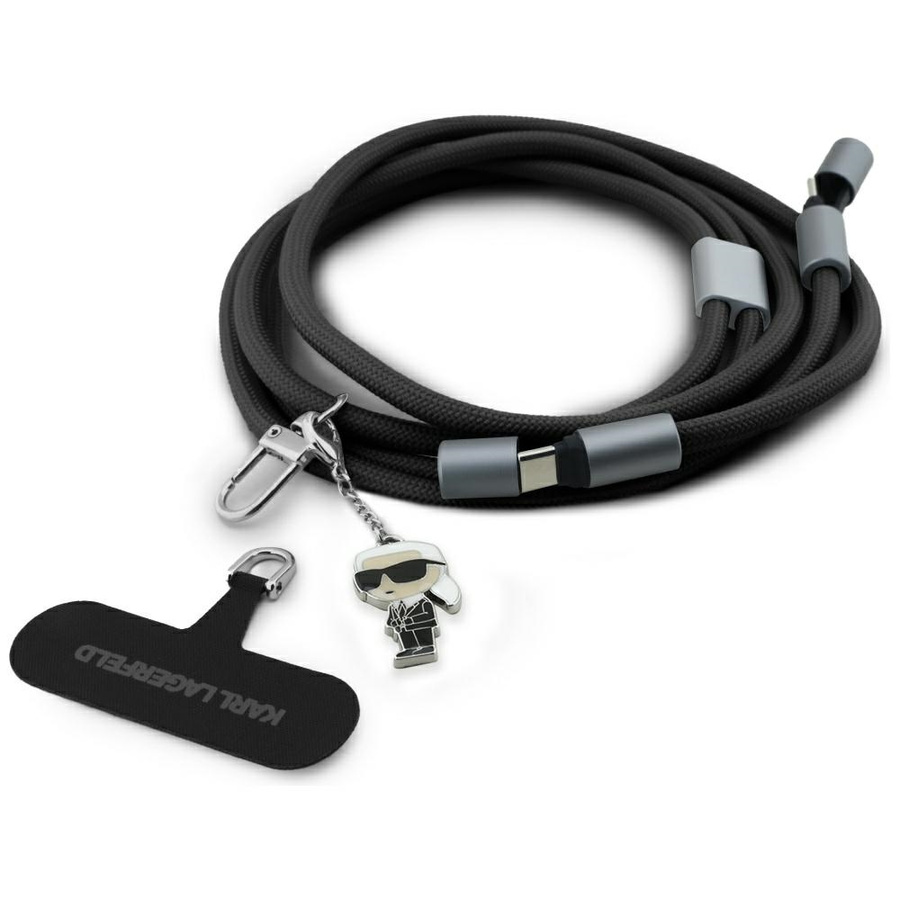Universalus pakabuko laidas Karl Lagerfeld CBDY Ikonik Charm USB-C/USB-C juodas