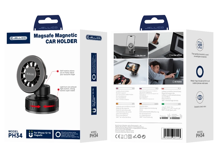 JELLICO automobilio laikiklis magnetinis PH34 juodas