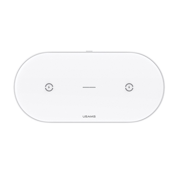 USAMS belaidis įkroviklis US-CD120 10W dvigubas baltas CD120JN01