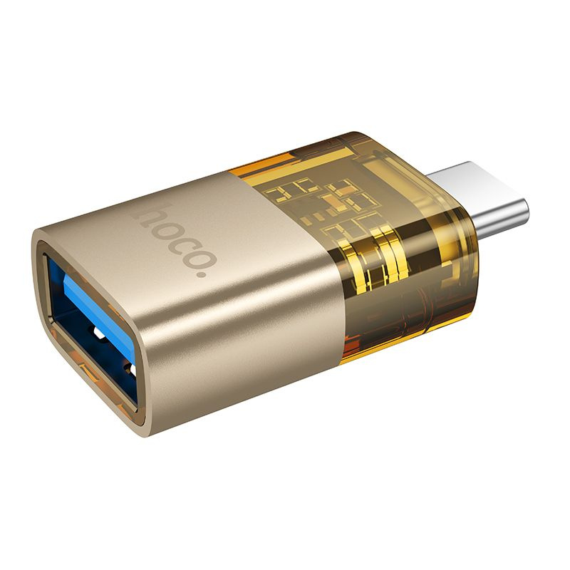 Adapteris OTG USB C į USB A Hoco UA36B auksinis