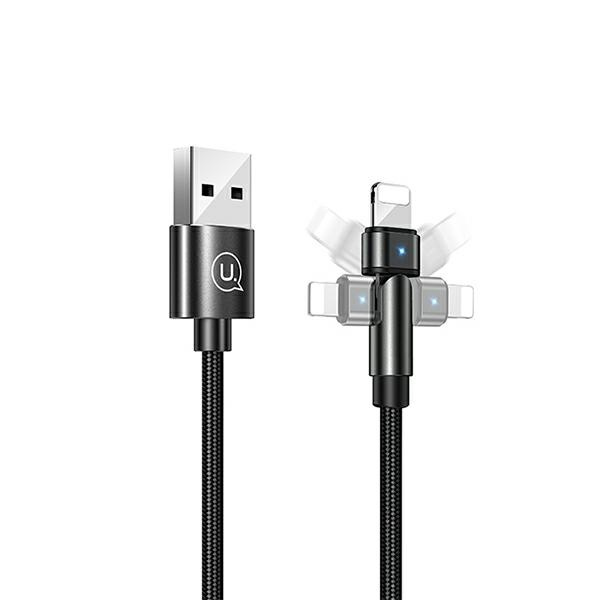 USAMS pintas sukamasis laidas U60 2A Lightning juodas 1m SJ476USB01 (US-SJ476)