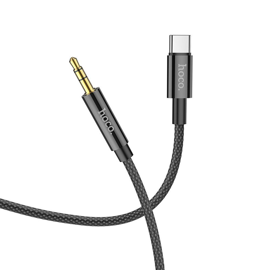 AUX laidas Jack 3,5 mm į USB C Hoco 1 m UPA19 juodas